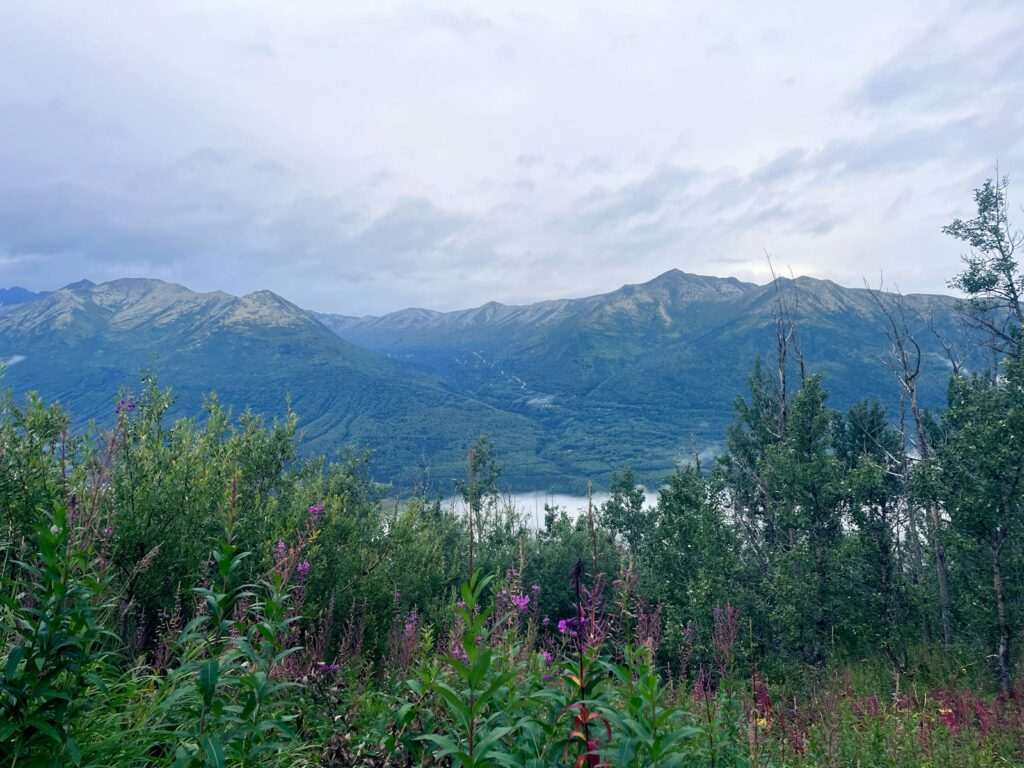 Mountain landscape near Anchorage, Alaska for hiking guide