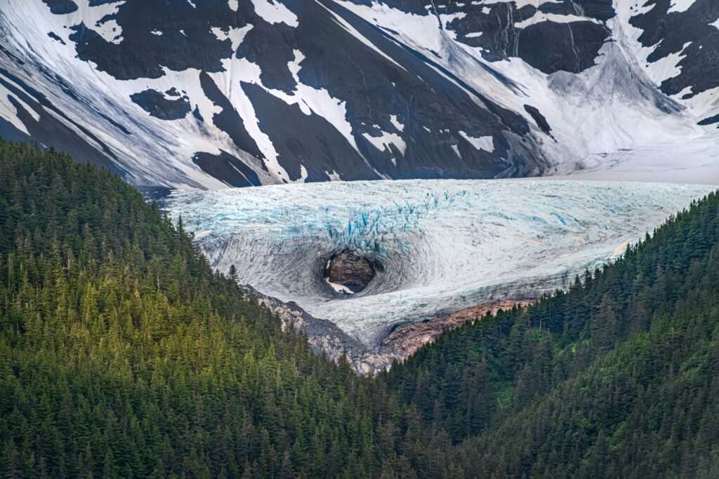 Whittier glacier and mountains in Alaska