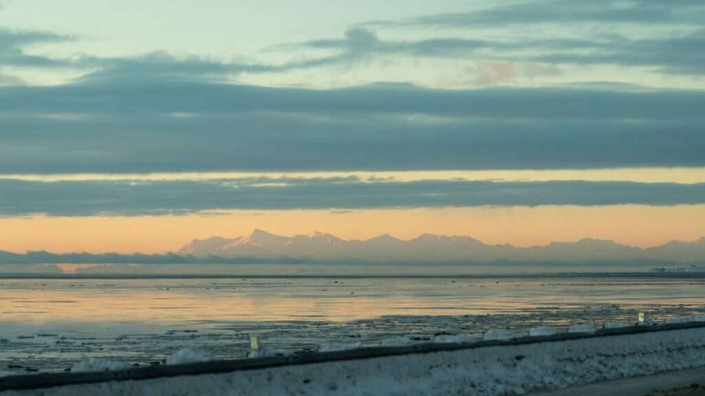 Anchorage summer mountains and water view